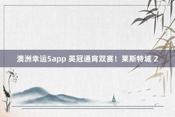 澳洲幸运5app 英冠通宵双赛！莱斯特城 2