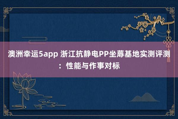 澳洲幸运5app 浙江抗静电PP坐蓐基地实测评测：性能与作事对标