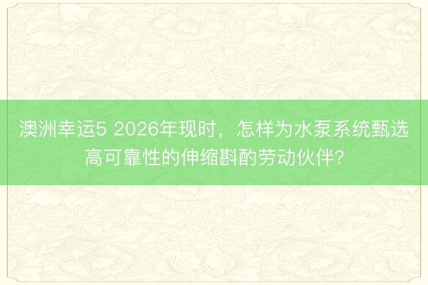 澳洲幸运5 2026年现时，怎样为水泵系统甄选高可靠性的伸缩斟酌劳动伙伴？